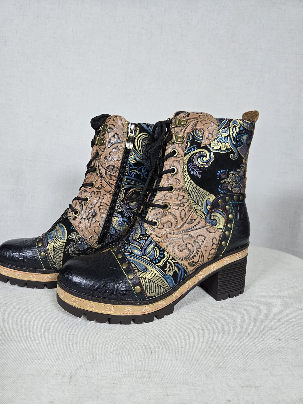 L’Artiste Floral Tooled Leather Boots- Women